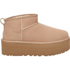 The UGG Classic Mini Platform is a modern interpretation of an UGG icon, the Classic Mini. Reach new heights with a leg-lengthening 2" platform. Offering a bolder look than ever, it's made with the same rich suede as the original, plus UGGplush wool blend for signature softness. The outsole of this product is either a SugarSole outsole, which is a responsible compound using sugarcane foam that allows us to reduce dependency on fossil fuels by replacing petroleum-based ethylene, or a Treadlite by Platform Uggs, Ugg Ultra Mini, Womens Suede Boots, Ugg Classic Ultra Mini, Ugg Classic Mini, Nike Air Max Tn, Boots Uk, San Jose Ca, Vanessa Bruno