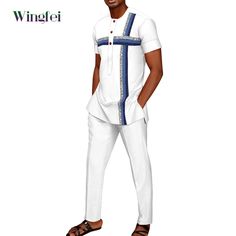 Bazin Riche African Style Men Suits Dashiki Attire Agbada Robe Outfits Slim 2 Piece Sets T-Shirt And Pants Summer This item is everything you've dreamed of and more. It feels soft and lightweight, with the right amount of stretch. It's comfortable and flattering for all. Limited Stock! • Available For A Limited Time, Get Yours Today • 100% Quality Guaranteed Plus Fast And Secure Free Shipping Worldwide With Tracking Available • Made Of High Quality Premium Material • Get Your Own While You Still Casual White Short Sleeve Pant Set, Cotton Pant Set With Short Sleeves, White Short Sleeve Pant Set For Summer, Traditional White Short Sleeve Sets, Traditional White Pant Set For Summer, T Shirt And Pants, 2 Piece Sets, Mens Attire, Pants Summer