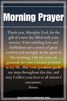 Cultivate a heart of gratitude each morning. Explore uplifting morning prayers that express thankfulness, renew your spirit, and fill your day with blessings. Learn more at DailyEffectivePrayer.org. Powerful Morning Prayers, Daily Prayers Mornings, Prayers To Start Your Day, Inspirational Morning Prayers, Daily Morning Prayer, Powerful Morning Prayer, Morning Time