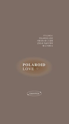 the polaroid love album is shown with an image of a brown circle on it