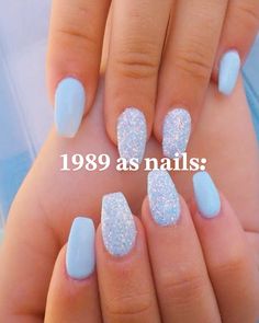 Taylor Swift albums as nails!! 1989 Taylor Swift Nails Ideas, Taylor Swift Nails Acrylic, Taylor Swift Dip Nails, Taylor Swift Nail Ideas Speak Now, 1989 Era Nails, 1989 Taylor Swift Aesthetic Nails, Taylor Swift Christmas Nails, Taylor Swift Nails Simple, Taylor Swift Nail Ideas Eras