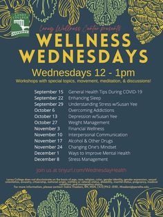 Wellness Wednesdays - Wellness Center Wellness Center Health And Wellness Fair Ideas, Wellness Festival Ideas, Wellness Workshop Ideas, Wellness Event Ideas, Wellness Center Design, Wellness Fair, Wellness Event, Movement Meditation