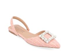 Embellished Flats, Flats Online, Slingback Flats, Slingback Heel, Pointed Toe Flats, Journee Collection, Womens Flats, On Shoes, Faux Pearl