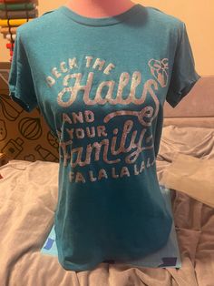 This hilarious shirt is a fun way to bring in the holidays Fun Holiday Top With Letter Print, Funny Holiday Tops With Graphic Print, Funny Graphic Print Holiday Top, Fun Holiday Tops With Letter Print, Fun Holiday Graphic Print Tops, Holiday Graphic Tee, Family Tees, Deck The Halls, Funny Shirts