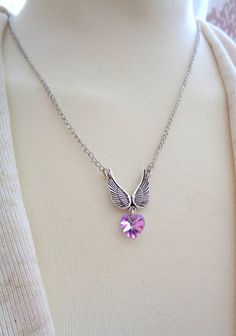 Swarovski Heart Necklace, Wings Pendant, Magical Jewelry, Fancy Jewellery, A Necklace, Cute Necklace, Fantasy Jewelry, Girly Jewelry, Stylish Jewelry