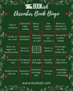 a christmas book bingo game with the words december, december and december