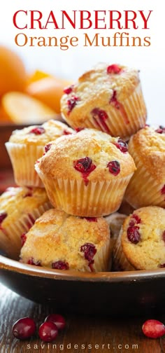 cranberry orange muffins on a plate