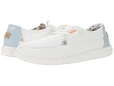 Hey Dude Wendy Boho - Women's Shoes : White/Crochet : Hey Dude Wendy Boho slip-on shoes. Textile upper. Textile and synthetic lining and insole. Synthetic outsole. Imported. Measurements: Weight: 5 oz Product measurements were taken using size 9, width M. Please note that measurements may vary by size. Weight of footwear is based on a single item, not a pair. Comfortable White Canvas Shoes With Rubber Sole, Cotton Canvas Shoes With Textured Sole And Round Toe, White Slip-on Casual Walking Shoes, Comfortable Cotton Canvas Shoes With Cushioned Footbed, White Casual Canvas Shoes, Fabric Sneakers With Textured Sole And Round Toe, White Canvas Shoes With Textured Sole For Summer, Summer White Canvas Shoes With Textured Sole, White Textile Canvas Shoes For Spring