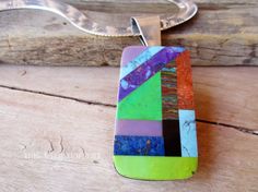 Women's Handcrafted Metal Smith Intarsia by hogwildjewelry on Etsy Modern Multicolor Rectangular Jewelry, Polished Multicolor Jewelry For Gift, Multicolor Polished Jewelry As A Gift, Multicolor Polished Jewelry As Gift, Multicolor Polished Jewelry For Gifts, Artisan Multicolor Cabochon Necklace, Modern Multicolor Polished Jewelry, Rectangular Multicolor Sterling Silver Jewelry, Wild Jewelry