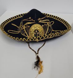 Vintage 1970's Authentic Mexican Childs Sombrero Black Velvet and Gold Paris 1900 Roma 1898 In good condition, minor wear.  Overall in good condition, no rip or tears. Thank you Paris 1900, Authentic Mexican, Vintage Store, Black Velvet, Etsy Vintage, Rome, Caps Hats, Accessories Hats, 1970s