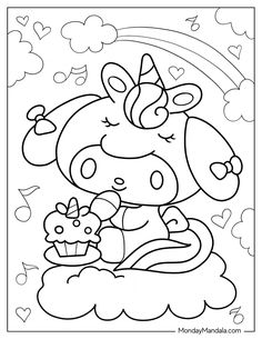 Sanrio Characters Coloring Pages Free Printable, Sanrio Coloring Pages My Melody, Kuromi And My Melody Coloring Page, Coloring Page Sanrio, My Melody Coloring Pages Printable, Cute Coloring Pages Disney, My Melody Printables, My Melody Outline, Sanrio Colouring Pages