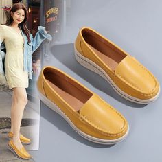 Coral Women's Casual Platform Slip-On Loafer Shoes | Ultrasellershoes.com – Ultra Seller Shoes Women Casual Flats, Brand Name Shoes, Platform Loafers, Casual Flat Shoes, Leather Flat Shoes, Wedge Sneakers, Shoes Leather, Fashion Essentials, Flat Shoes