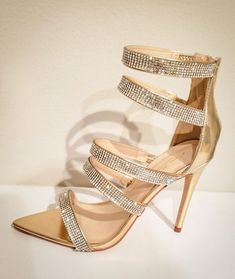 Gold Heels, Valentino Studs, Heeled Sandals, Stiletto Heel, Distressed Jeans, Stiletto Heels, Sandals Heels, Sparkle, Elastic