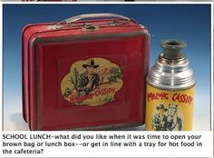 an old fashioned tin can next to a metal lunch box