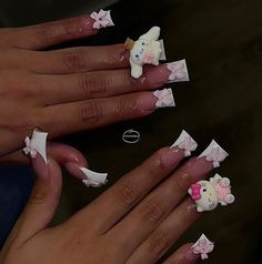 Unusual Nail Designs, Cartoons Movies, Hard Nails, Hello Kitty Nails, Acrylic Nails Coffin Pink