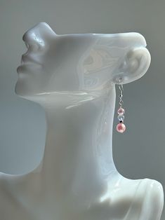 Handmade Sterling Silver Earrings With AB Glass Crystal Beads and Colorful Faux Pearl Drops Elegant Gift Idea. Choose From 5 Colors - Etsy Elegant Pink Teardrop Beaded Earrings, Hypoallergenic Crystal Earrings For Party, Feminine Hypoallergenic Dangle Earrings, Pink Pearl Beaded Earrings, Pink Feminine Dangle Pearl Earrings, Elegant Pink Beaded Earrings For Gift, Elegant Adjustable Hypoallergenic Beaded Earrings, Pink Hypoallergenic Drop Jewelry, Pink Beaded Dangle Pearl Earrings