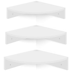 three white shelfs with different shapes and sizes