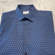 Brand New Salvatore Ferragamo, Men’s Dress Shirt In Size Large Without Tags. 100% Authentic In Guaranteed. Designer Blue Shirt With Spread Collar, Designer Blue Shirt For Formal Occasions, Godly Life, Salvatore Ferragamo Men, Ferragamo Men, Large Dress, Casual Shirts For Men, Salvatore Ferragamo, Shirt Color