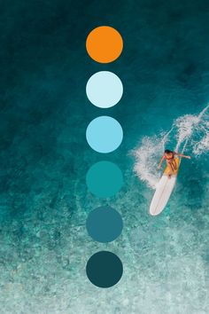 Bold and summery colour palette inspiration Energetic Packaging Design, Beach Theme Branding, Energetic Website Design, Adventure Website Design Inspiration, Ocean Colours Palette, Ocean Inspired Color Palette, Energetic Colour Palette, Ocean Branding Design