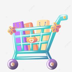 a shopping cart filled with lots of items