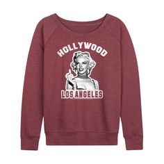 Marilyn Monroe - Hollywood - Women's Lightweight French Terry Pullover - Celebrate the essence of ABG's Marilyn Monroe with officially licensed apparel featuring unique designs crafted exclusively by Hybrid Apparel. Each piece brings beloved characters, iconic imagery, and memorable moments to life, offering Marilyn Monroe fans a one-of-a-kind way to showcase their passion. Memorable Moments, Fabric Names, Los Angeles California, Marilyn Monroe, French Terry, Fitness Fashion, Sleeve Styles, Graphic Sweatshirt, Essence