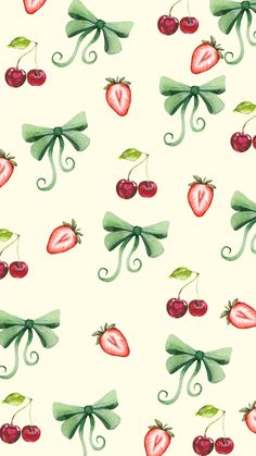 watercolor painting of cherries and bow ties