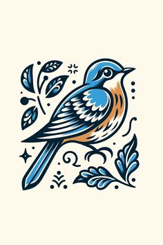 Blue American Traditional Tattoo, Traditional Style Bird Tattoo, Indigo Bunting Tattoo, Mountain Bluebird Tattoo, Traditional Style Tattoo Designs, Eastern Bluebird Tattoo, Blue Bird Tattoo, Two Birds Tattoo, Positivity Tattoo