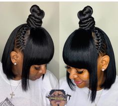 Nice Black Haircut Ideas, Cute Haircut Ideas, Hairstyles For Bob, Cute Short Black Hairstyles, Cute Short, Black Haircut