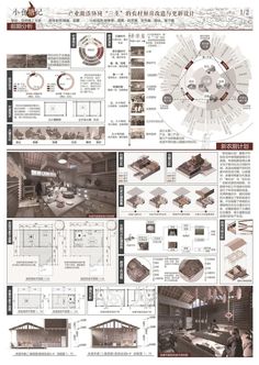 an architectural plan for a building with lots of different types of architecture and details on it