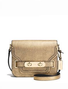 Coach Metallic Pebble Leather Swagger Small Shoulder Bag Small Leather Bag Coach, Shoulder Bag Coach, Free Silhouette, Handbags Luxury, Embossed Metal, Metallic Purse, Coach New York, Handbags And Purses, Coach Swagger