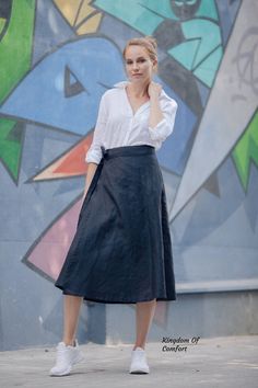 "Linen skirt available in 30 color. Handmade from soft stonewashed organic linen. Breathable lightweight this skirt is perfect for any occasion. - - - - - - - - - - - - - - - - - - - - - - - - - - - - - Important * Kindly note in reality, the color may be brighter or darker, depending on the resolution and technical capabilities of your computer * Please select the color you like in the drop-down menu * If you need help with determining the color, just contact us * For the colors \"striped\", ki Solid Linen Summer Skirt, Solid Linen Skirt For Summer, Solid Linen Relaxed Skirt, Linen Wrap Skirt For Spring Workwear, Linen A-line Skirt For Workwear, Summer Linen Skirt For Workwear, A-line Linen Skirt For Work, Solid Long Linen Skirt, Solid Color Long Linen Skirt