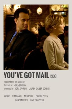 an advertisement for the movie you've got mail, featuring two people sitting at a table