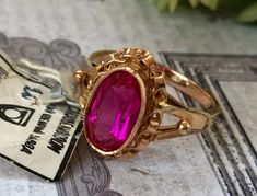 Antique Gold Ruby Ring Stamped 14k, Antique 14k Yellow Gold Ruby Ring, Gold Ruby Rings For Collectors, Victorian Style 14k Yellow Gold Ruby Ring, Victorian 14k Yellow Gold Ruby Ring, Collectible Gold Ruby Rings, Yellow Gold Ruby Jewelry Stamped 14k, Victorian Ruby Ring In 14k Yellow Gold, Hallmarked Yellow Gold Ruby Jewelry