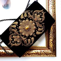 Statement Clutch, Garnet Stone, Gold Work, Gold Threads, Metallic Thread, Black Velvet, Tiger Eye, Evening Bags, Semiprecious Stones