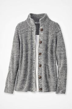 Your favorite layer, refreshed this season with rows of feminine pointelle stitching and faux-horn buttons. | Women's Shaker Detail Button Cardigan - Dover Red - XS Casual Fashion Over 40, Weekend Sweater, Jean Jacket Vest, Knit Denim, Outerwear Vest, Button Cardigan, Fashion Over 40, Sweater And Shorts, Petite Size