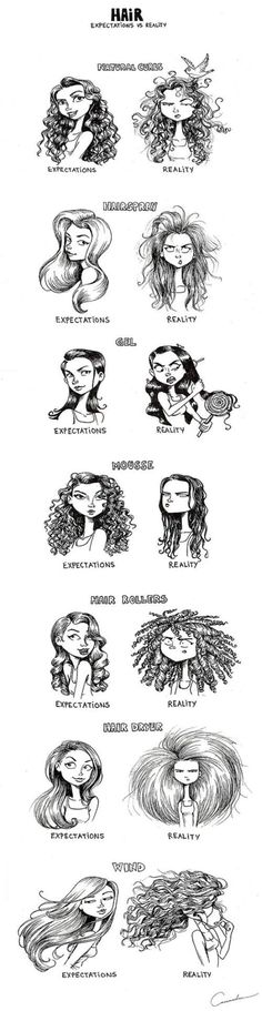 The life of my ringlets. Expectation Vs Reality, Complicated Relationship, Real Facts, Art Tutorial, Hair Dos, 그림 그리기, Figure Drawing