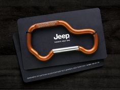 Jeep carabiner card Direct Mailer, Jeep Logo, Advertising Archives, Small Treats, Advertising Ideas, Publicidad Creativa, Flyer Layout, 카드 디자인, Promo Items