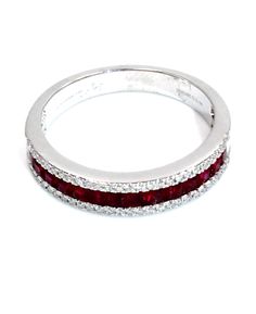 Zeghani ZR1151-Ruby 14K White Gold Ring with 54 Round Diamonds 0.16 carat and 14 Princess-Cut Rubies 0.66 carat. (Choose free two-day shipping at checkout) Ring Watch, 14k White Gold Ring, White Gold Ring, Princess Cut, White Gold Rings, Women's Jewelry, Gold Ring, Round Diamonds, Gold Rings