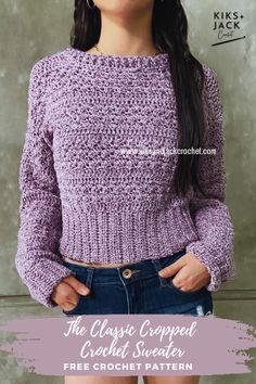 the classic cropped crochet sweater is free crochet pattern for women