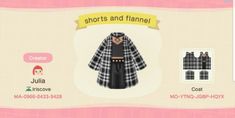 an animal crossing character wearing a black and white checkered coat