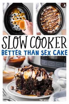 Slow Cooker Better Than Sex Cake Crockpot Chocolate Cake, Slow Cooker Cake Recipes, Slow Cooker Cake, Hot Fudge Cake, German Chocolate Cake Recipe, Cake Mix Ingredients, Crock Pot Food, The Magical Slow Cooker, Heath Bars