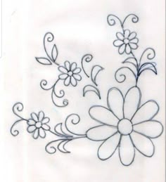 a drawing of some flowers on a white sheet