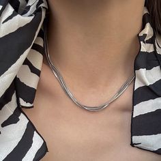 Layer up with this cool silver snake chain Platinum-plated brass Size:48inches Weight:18g Silver Snake Chain, Snake Chain, Accent Pieces, Jewelry Box, Platinum, Chain Necklace, Plating, Brass, Chain