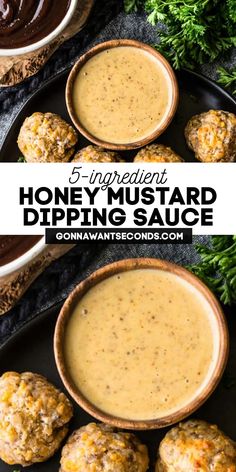 Honey Mustard Dipping Sauce with Bisquick sausage balls on the side Honey Mustard Sauce For Pork, Mustard Sauce For Ham, Mustard Sauce For Chicken, Homemade Honey Mustard Sauce, Honey Mustard Marinade, Dip For Veggies