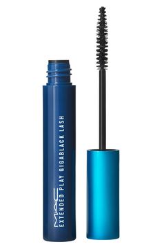 MAC Cosmetics MAC Extended Play Gigablack Lash Mascara | Nordstrom Blue Mascara, Tubing Mascara, Mascara Brush, Lash Mascara, Linoleic Acid, Sensitive Eyes, Mascara Lashes, Waterproof Mascara, Carbon Black