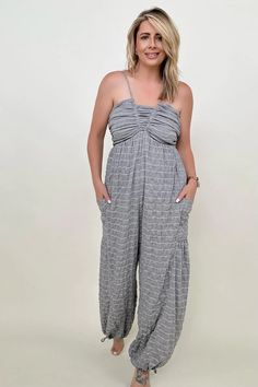 Sleeveless Halter Tie Back Woven Jumpsuit – Via Vay Boutique Rose Leggings, Halter Jumpsuit, Grey Style, Poncho Tops, White Birch, Pants Fit, Curvy Plus Size, White Jumpsuit, Plus Size Pants