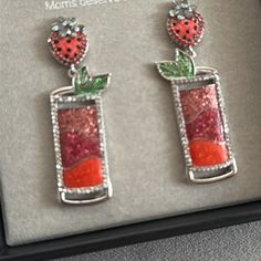 New In The Box Baublebar Berry Buzzed Strawberry Cocktail Earrings Moms Deserve Cocktails Too Mother’s Day Collection Strawberry Cocktail, Strawberry Cocktails, Crab Earrings, Mickey Earrings, Disney Earrings, Minnie Mouse Earrings, Baublebar Earrings, Witch Earrings, Cocktail Earrings