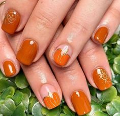 50+ Insane Cute Fall Nail Designs You'll Want To Copy - Lifestyle With Amal Warm Nail Colors, Burnt Orange Fall Nails, Orange Fall Nails, Ombre Gel Nails, Pumpkin Nail Art, Pumpkin Nails, Simple Acrylic Nails