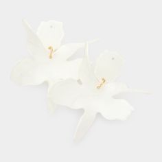 Earring Details: Size : 2.25" X 2.3" Post Back White Dangle Flower Earrings With 3d Flowers, White Floral Print Flower Earrings, White Flower Resin Earrings, White Resin Dangle Flower Earrings, Affordable Flower-shaped Resin Earrings, Lowest Price, Size 2, On Sale, Dangle Earrings