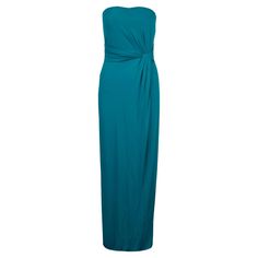 The turquoise Gucci Strapless Long Dress is an elegant piece with a unique twist-drape waist. The dress can be tightened with the zipper on the back and features an inner corset to accentuate the silhouette. Strapless Long Dress, Dress Blue, Evening Dress, Evening Gowns, Long Dress, Evening Dresses, The Dress, Twist, Turquoise